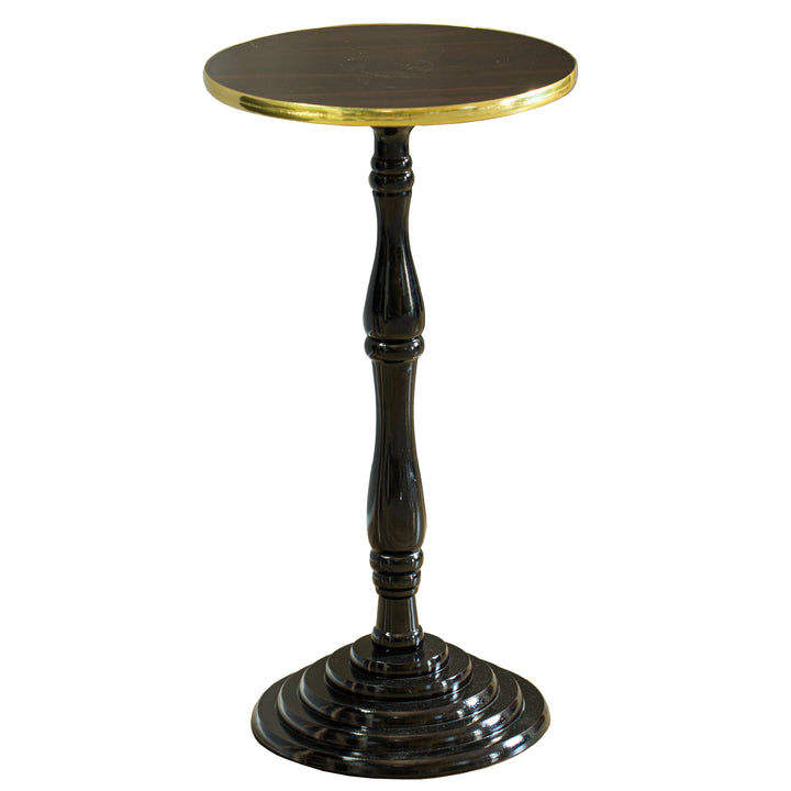 Round Wooden Side Table Accent Table Espresso Pedestal Small Space 13.75" Diameter Image 1