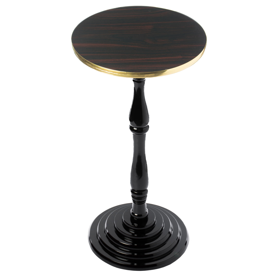 Round Wooden Side Table Accent Table Espresso Pedestal Small Space 13.75" Diameter Image 4