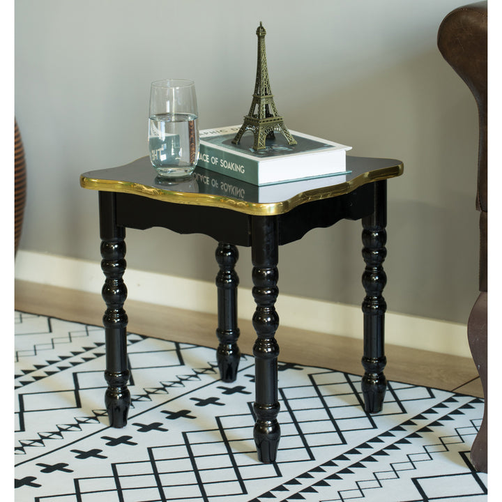 Fabulaxe Square Wooden Side Table 13.75in Rustic Accent Table with Storage Shelf Image 2