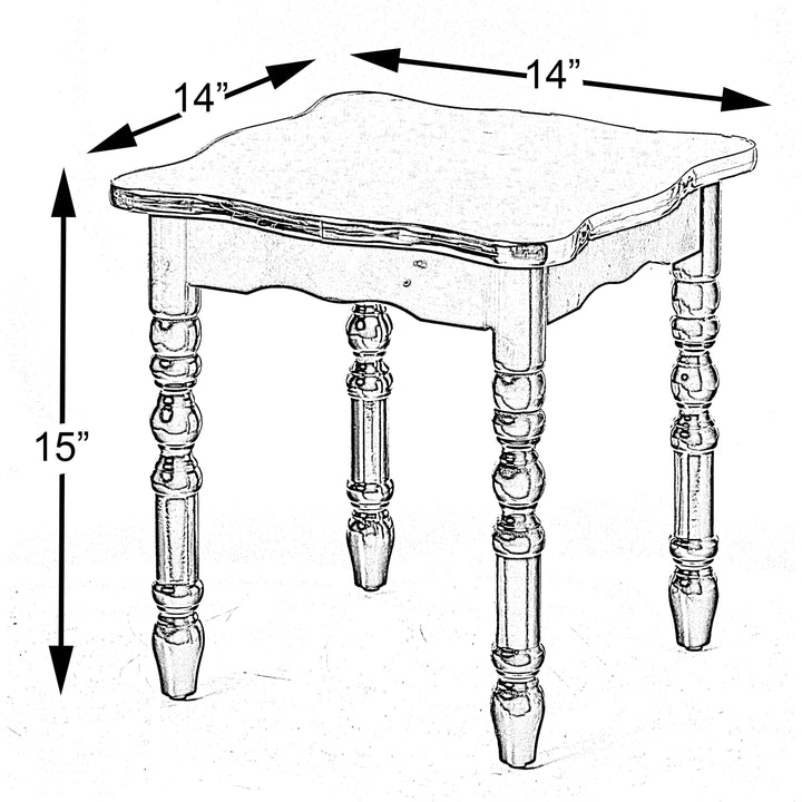 Fabulaxe Square Wooden Side Table 13.75in Rustic Accent Table with Storage Shelf Image 5