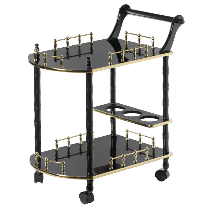 Serving Bar Cart Tea Trolley, 2 Tier Shelves on Rolling Wheels, Mobile Liquor Bar for Wine Beverage Drink Dinner Party, Image 4