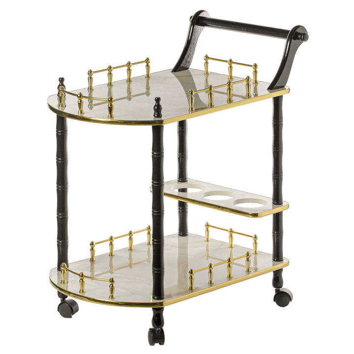 Serving Bar Cart Tea Trolley, 2 Tier Shelves on Rolling Wheels, Mobile Liquor Bar for Wine Beverage Drink Dinner Party, Image 8