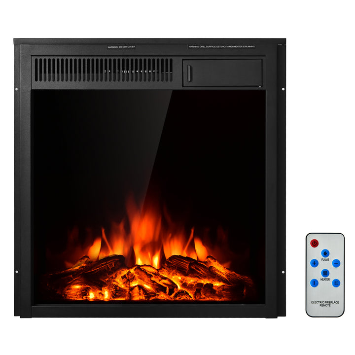 22.5 Electric Fireplace Insert Freestanding and Recessed Heater Log Flame Remote Image 1