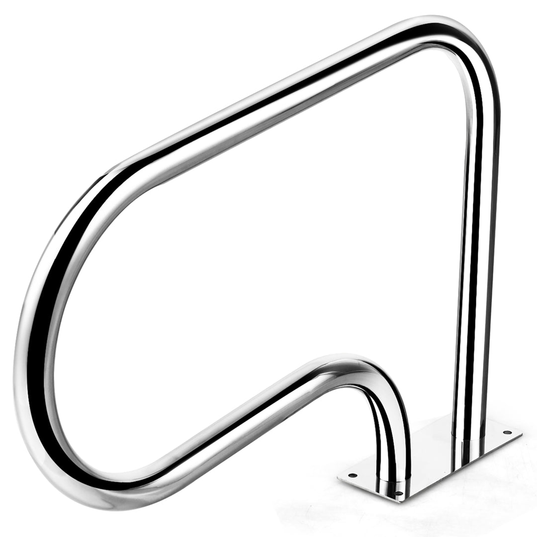 2pcs Swimming Pool Hand Rail Stainless Steel Ladder Stair Rail w/Base Plate Image 9