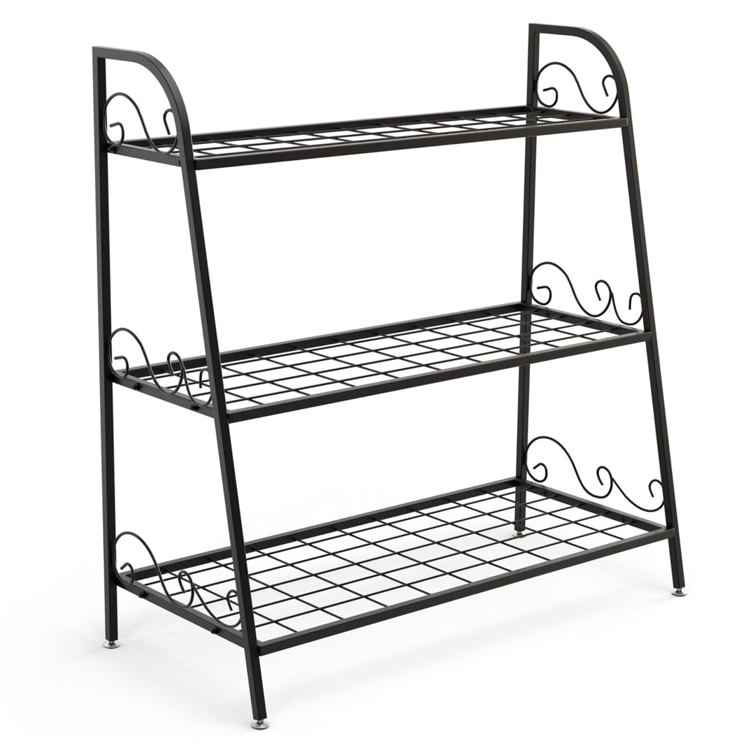 3-tier Metal Plant Stand Shelf Flower Pot Holder Display Rack Shoe Organizer Image 1