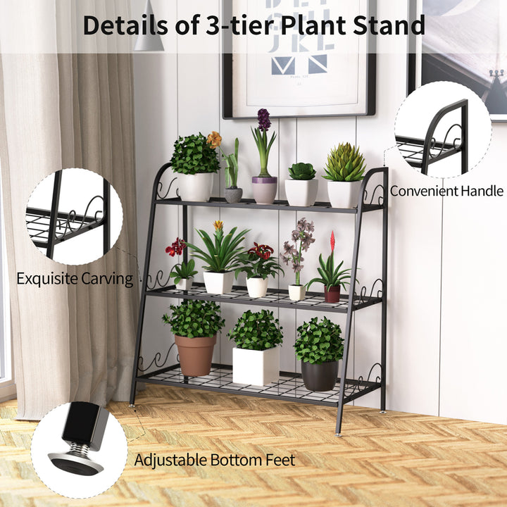 3-tier Metal Plant Stand Shelf Flower Pot Holder Display Rack Shoe Organizer Image 7