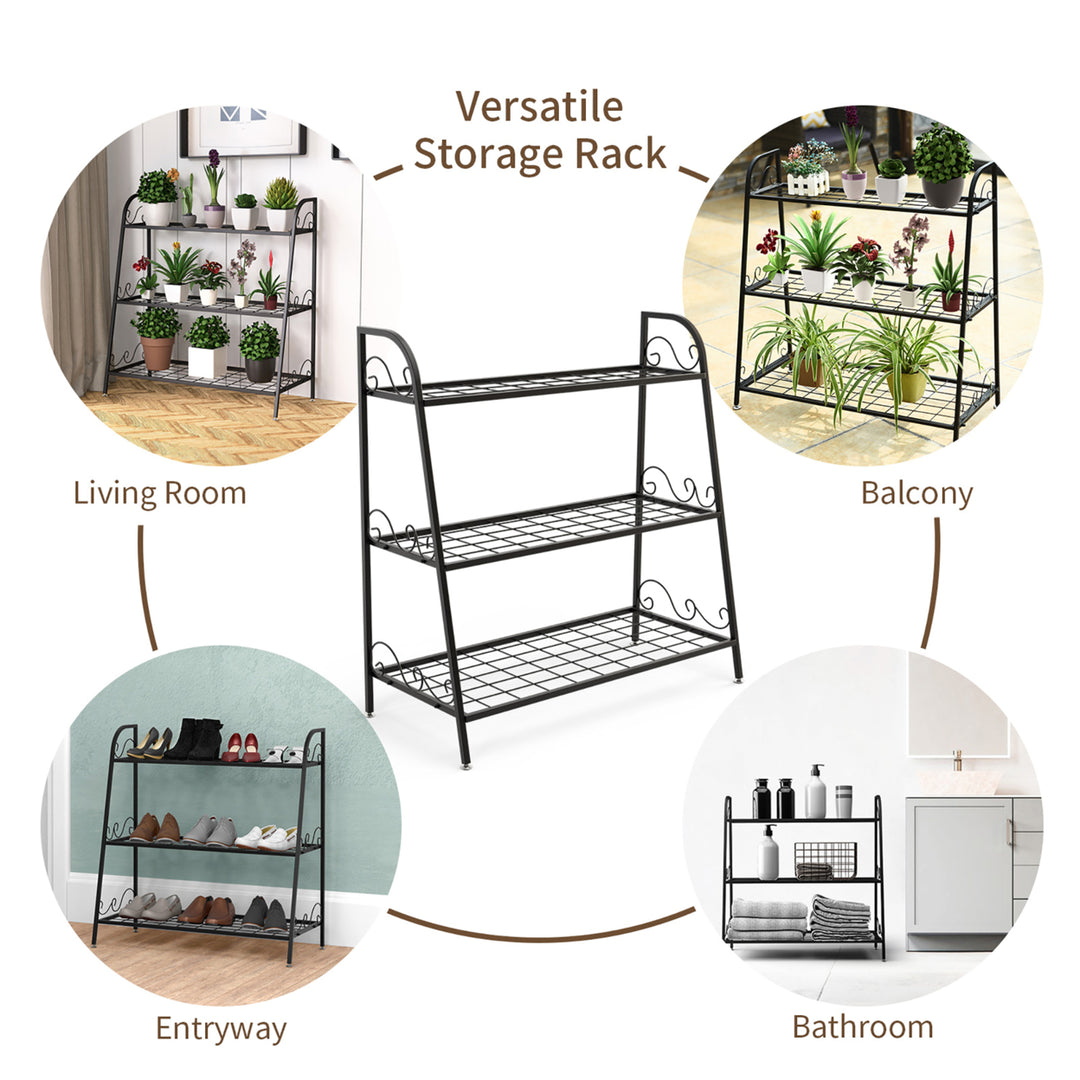 3-tier Metal Plant Stand Shelf Flower Pot Holder Display Rack Shoe Organizer Image 8