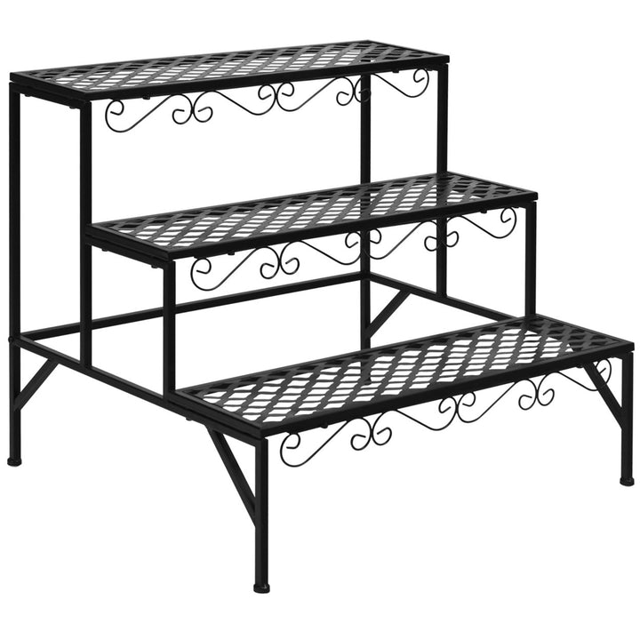 3 Tiers Metal Plant Stand Ladder Flower Pot Rack Decorative Planter Holder Image 1