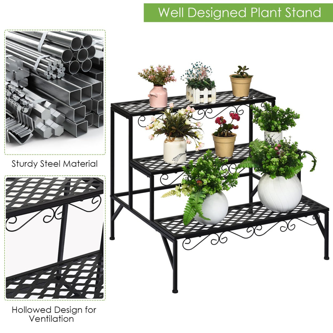 3 Tiers Metal Plant Stand Ladder Flower Pot Rack Decorative Planter Holder Image 6