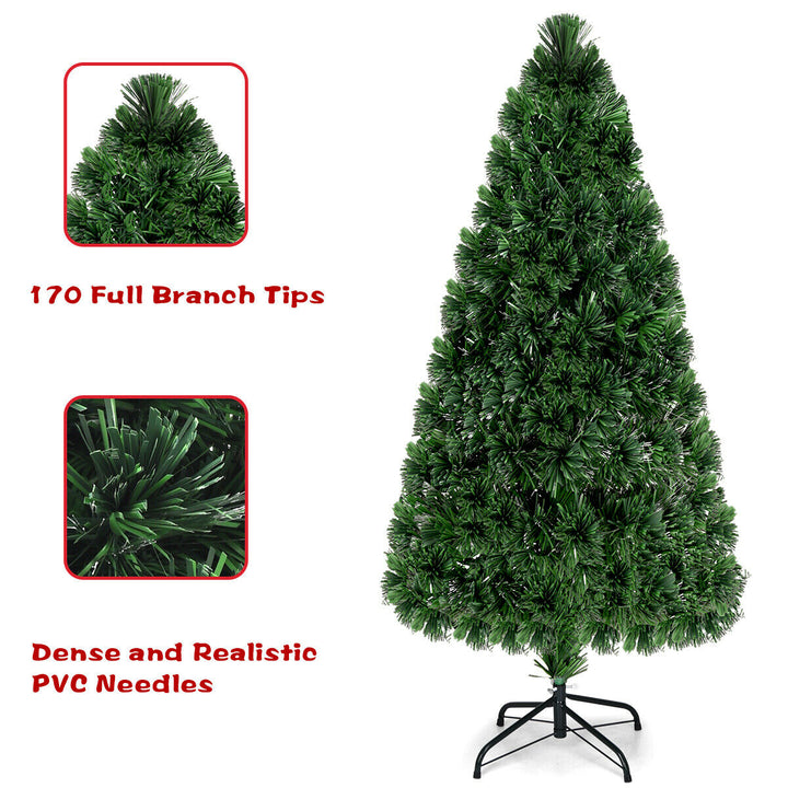 Pre-Lit Fiber Optic Artificial PVC Christmas Tree Metal 5Ft Image 6