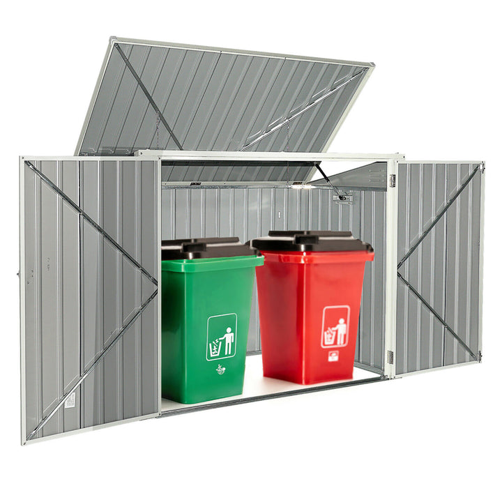 6x3FT Horizontal Storage Shed 68 Cubic Feet for Garbage Cans Tools Accessories Image 8