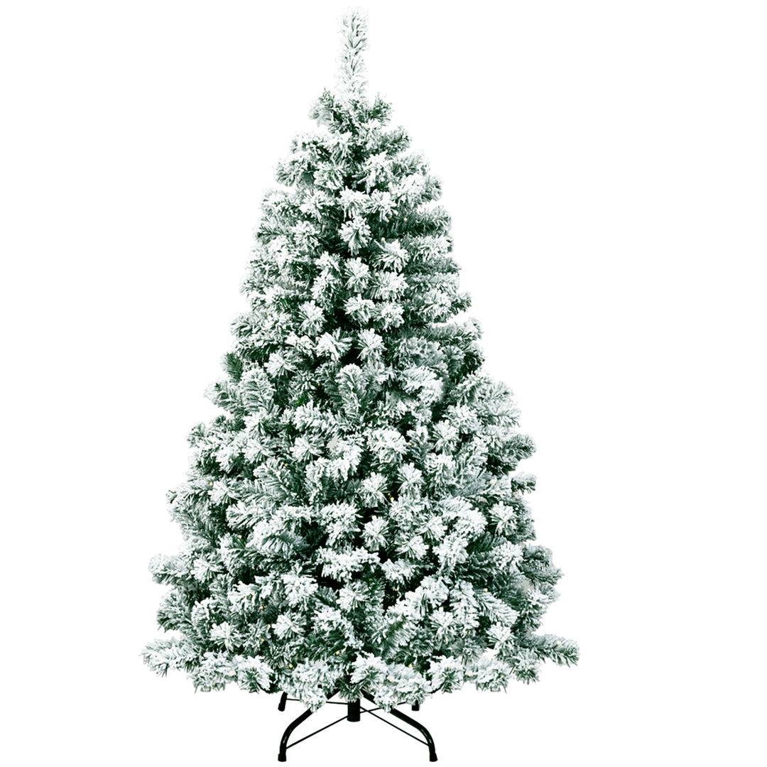 4.5Ft Pre-Lit Premium Snow Flocked Hinged Artificial Christmas Tree w/200 Lights Image 10