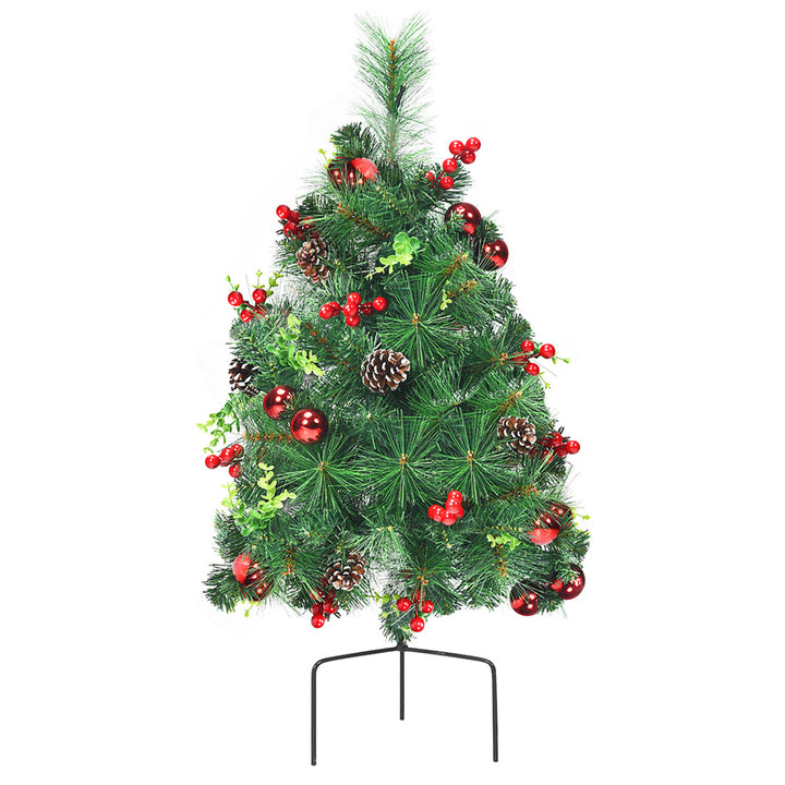 Set of 2 24in Battery Powered Pre-lit Pathway Christmas Trees Outdoor Decoration Image 10