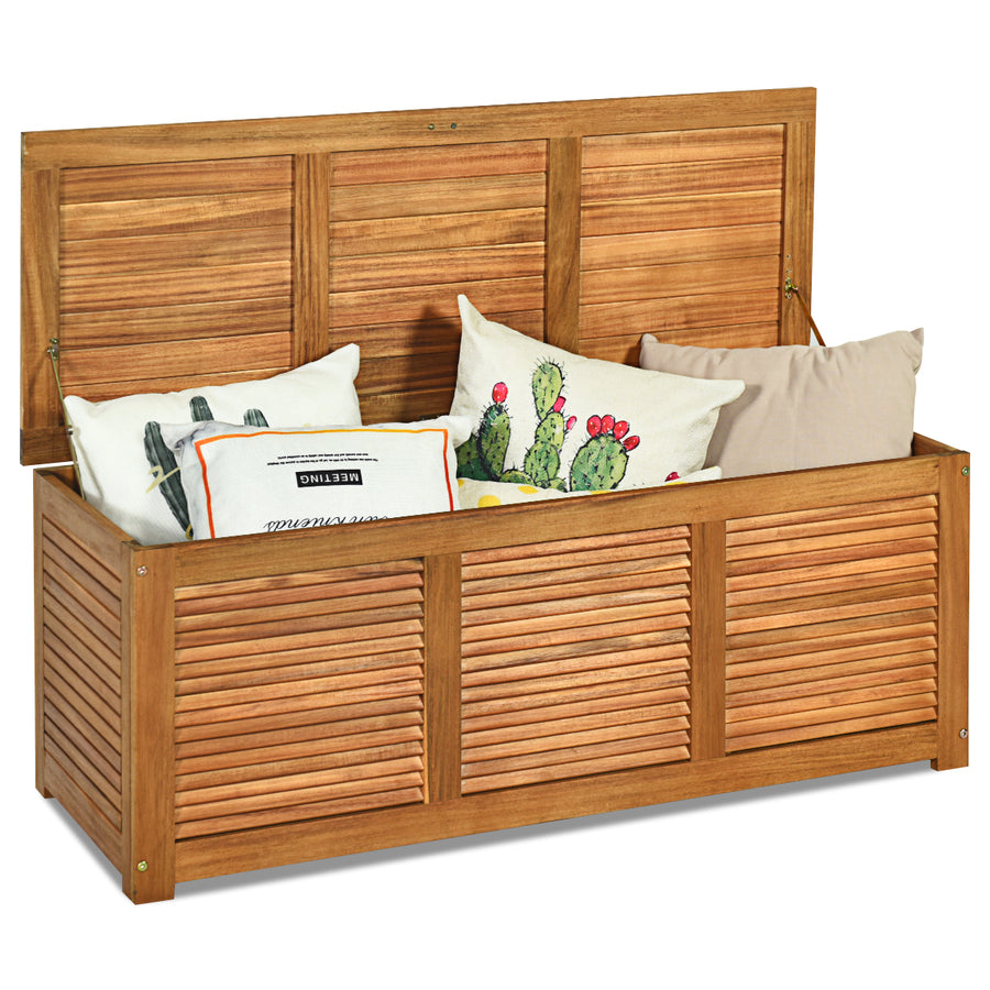 47 Gallon Deck Storage Acacia Wood Organization Toys Cushions Tools Image 1