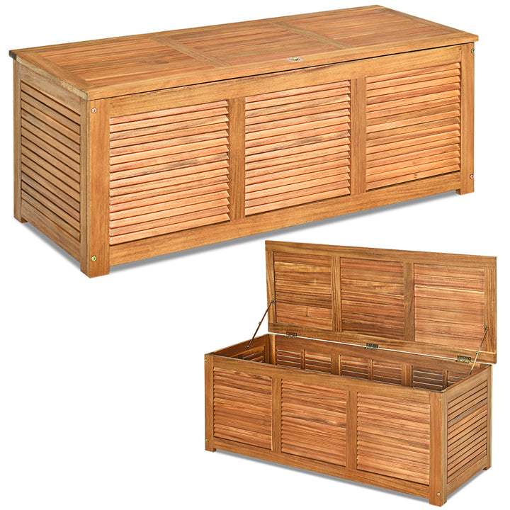 47 Gallon Deck Storage Acacia Wood Organization Toys Cushions Tools Image 9