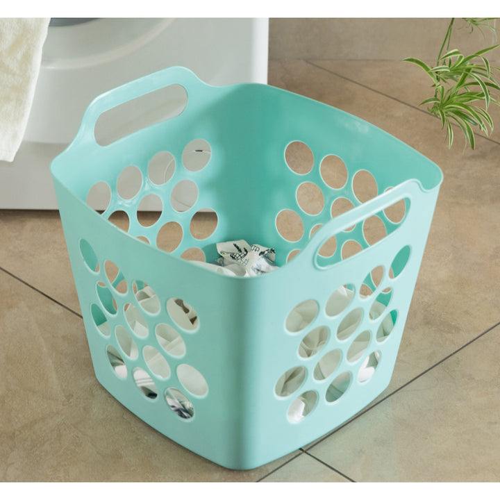 Flexible Plastic Laundry Basket Storage Hamper with Handles 16x15.5in Waterproof Image 2