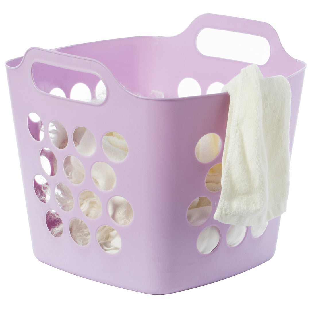 Flexible Plastic Laundry Basket Storage Hamper with Handles 16x15.5in Waterproof Image 5