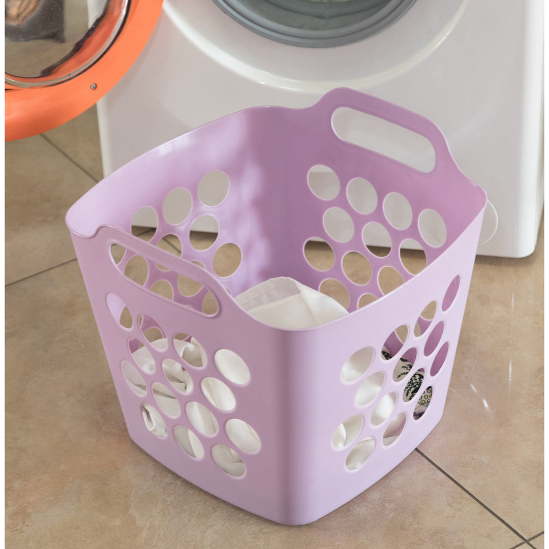 Flexible Plastic Laundry Basket Storage Hamper with Handles 16x15.5in Waterproof Image 6