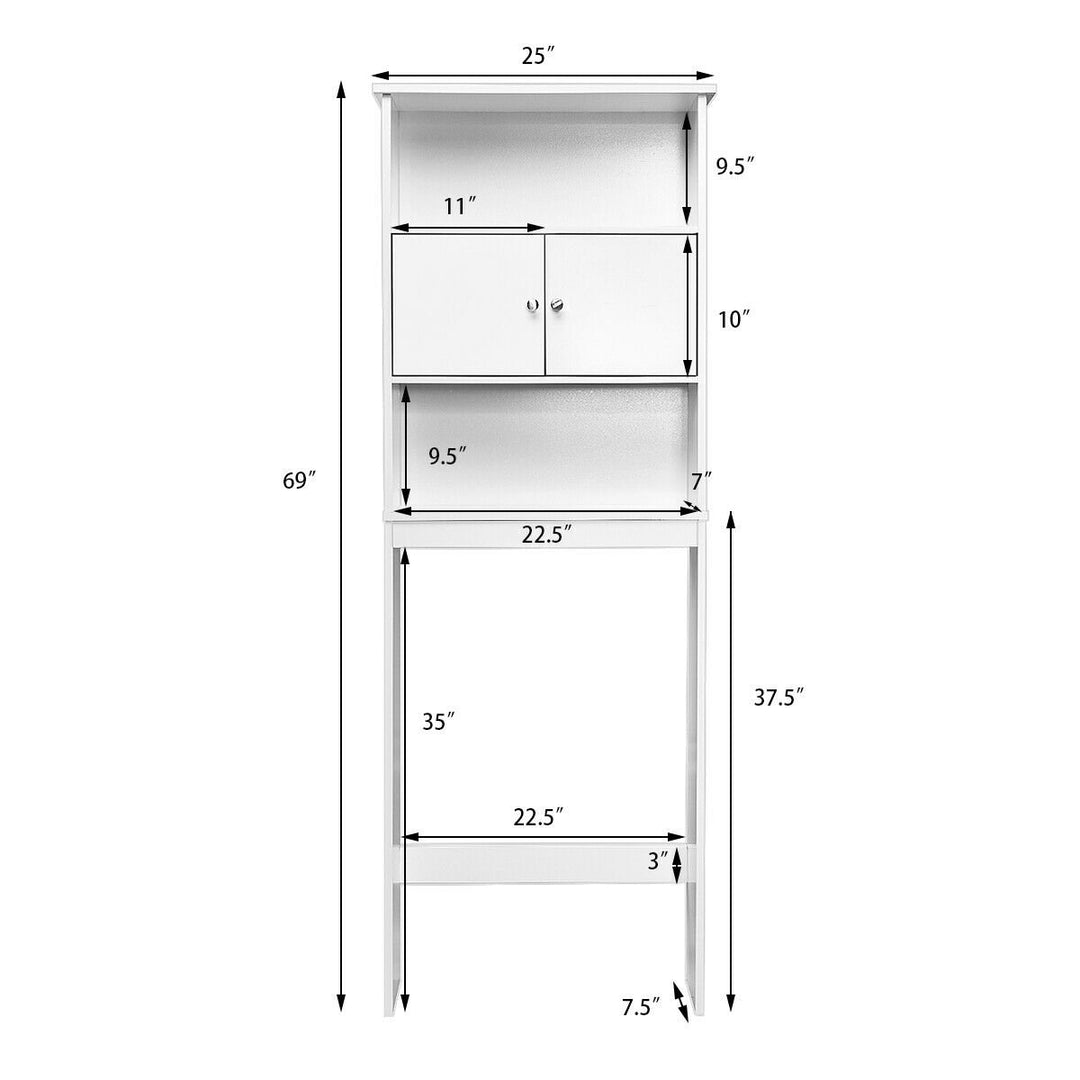 Bathroom Wood Organizer Shelf Over-the-toilet Storage Rack W/Cabinet Spacesaver Image 9