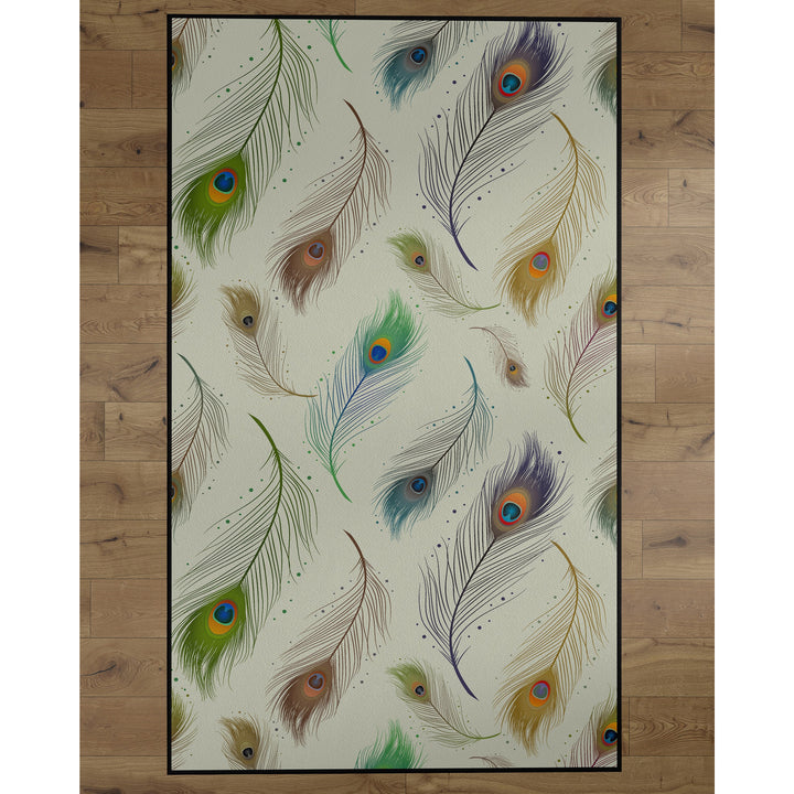 Deerlux Peacock Pattern Area Rug Nonslip Backing Modern Animal Print Various Sizes Image 2