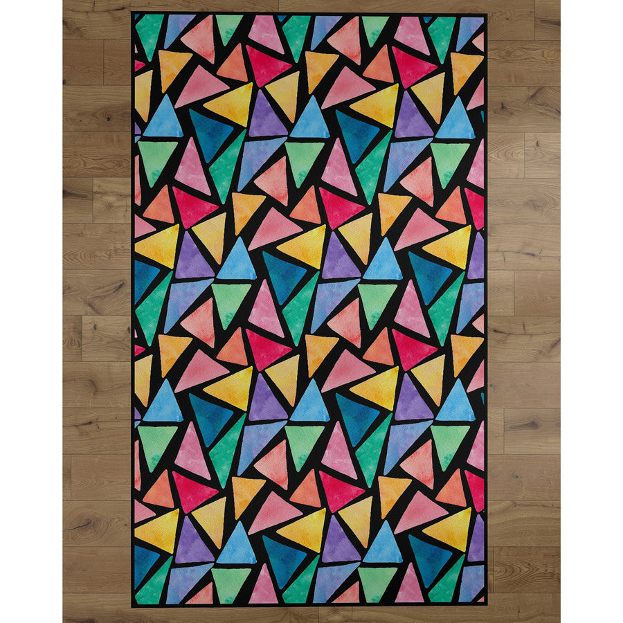 Deerlux Colorful Kids Room Area Rug with Nonslip Backing, Multi Triangle Pattern Image 1