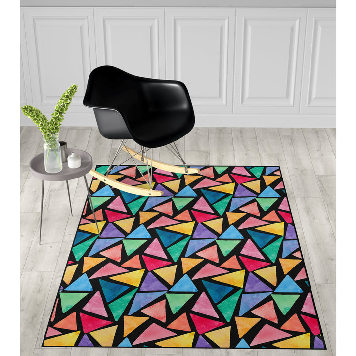 Deerlux Colorful Kids Room Area Rug with Nonslip Backing, Multi Triangle Pattern Image 3