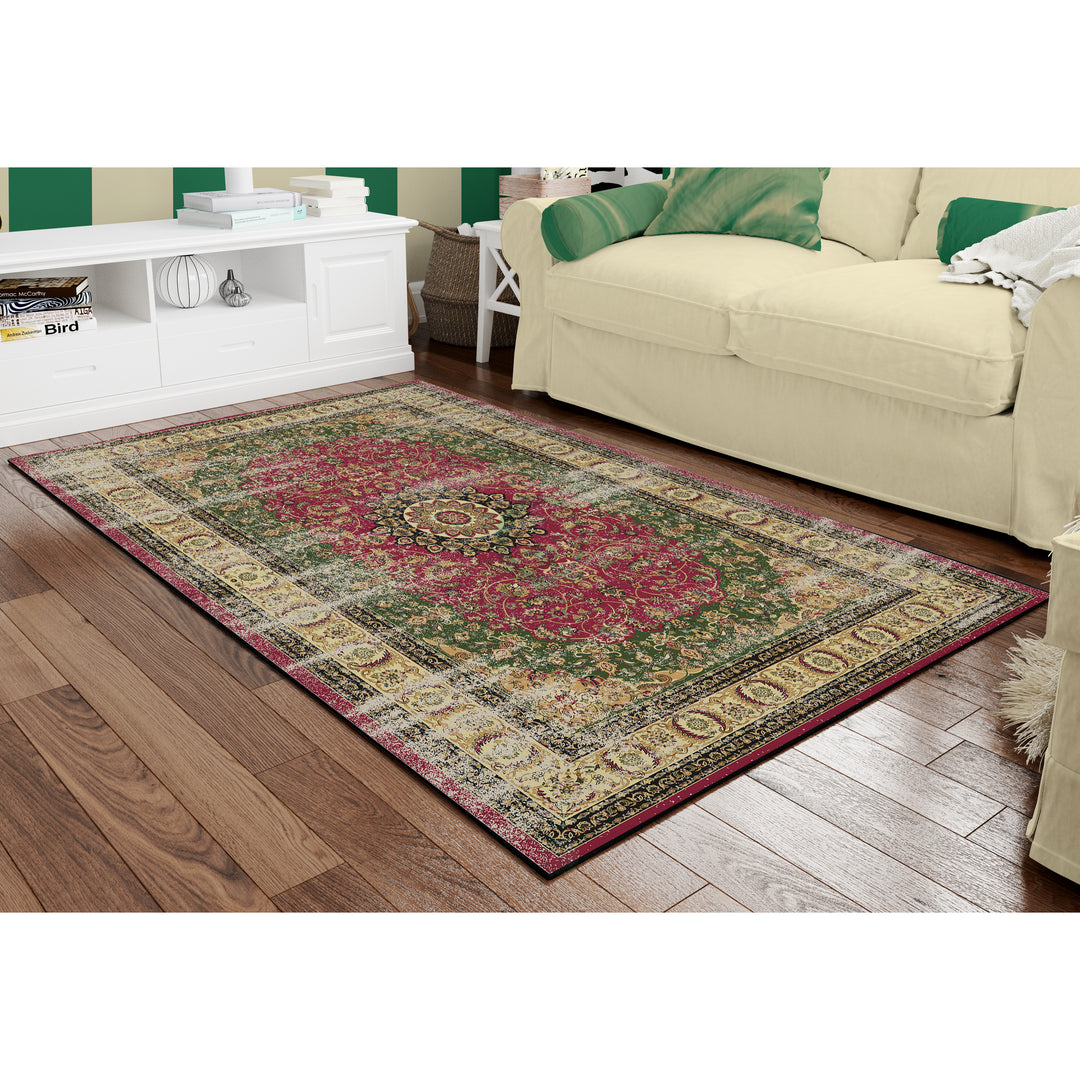 Deerlux Traditional Oriental Persian Style Living Room Area Rug with Nonslip Backing, Classic Pink Image 3