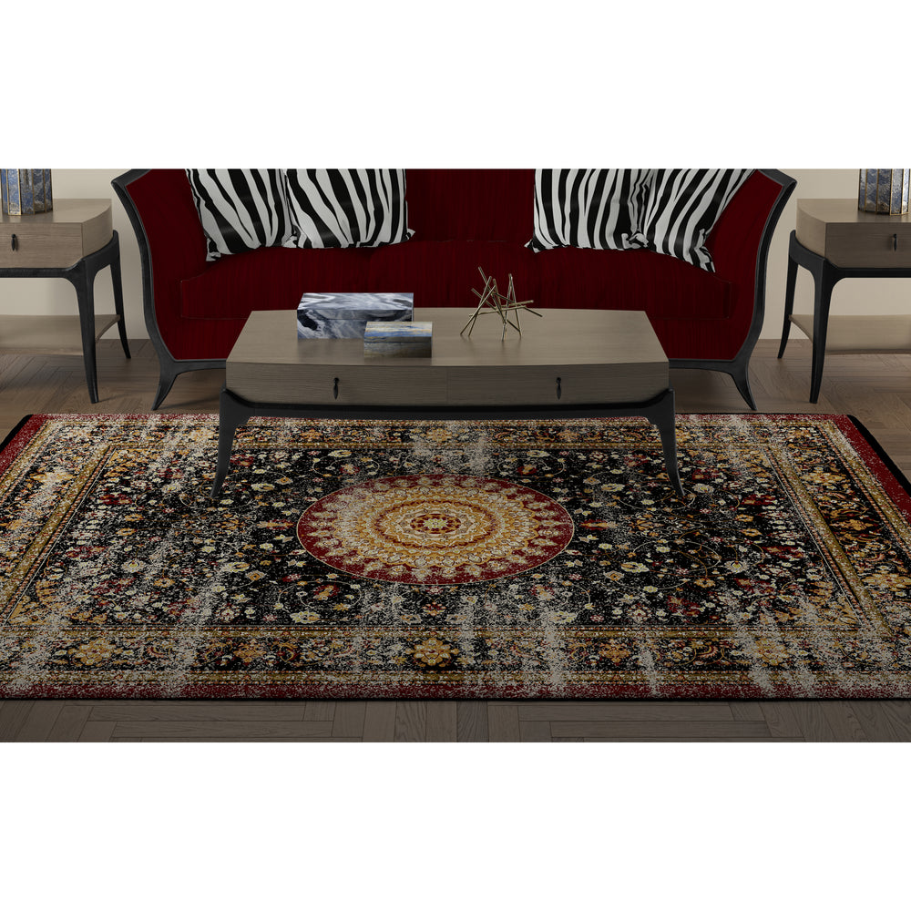 Deerlux Traditional Oriental Persian Style Living Room Area Rug with Nonslip Backing, Classic Red Image 2