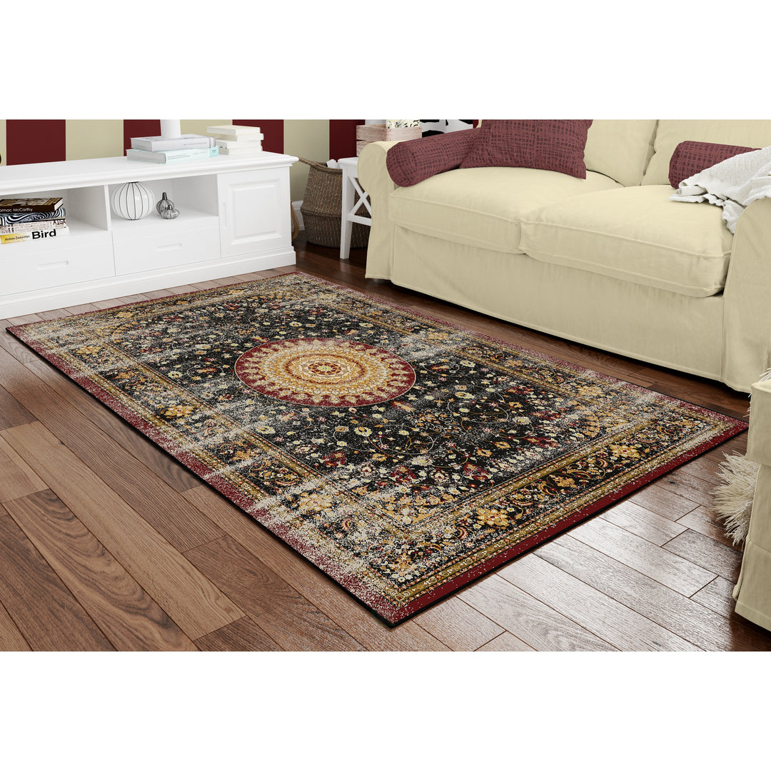 Deerlux Traditional Oriental Persian Style Living Room Area Rug with Nonslip Backing, Classic Red Image 3