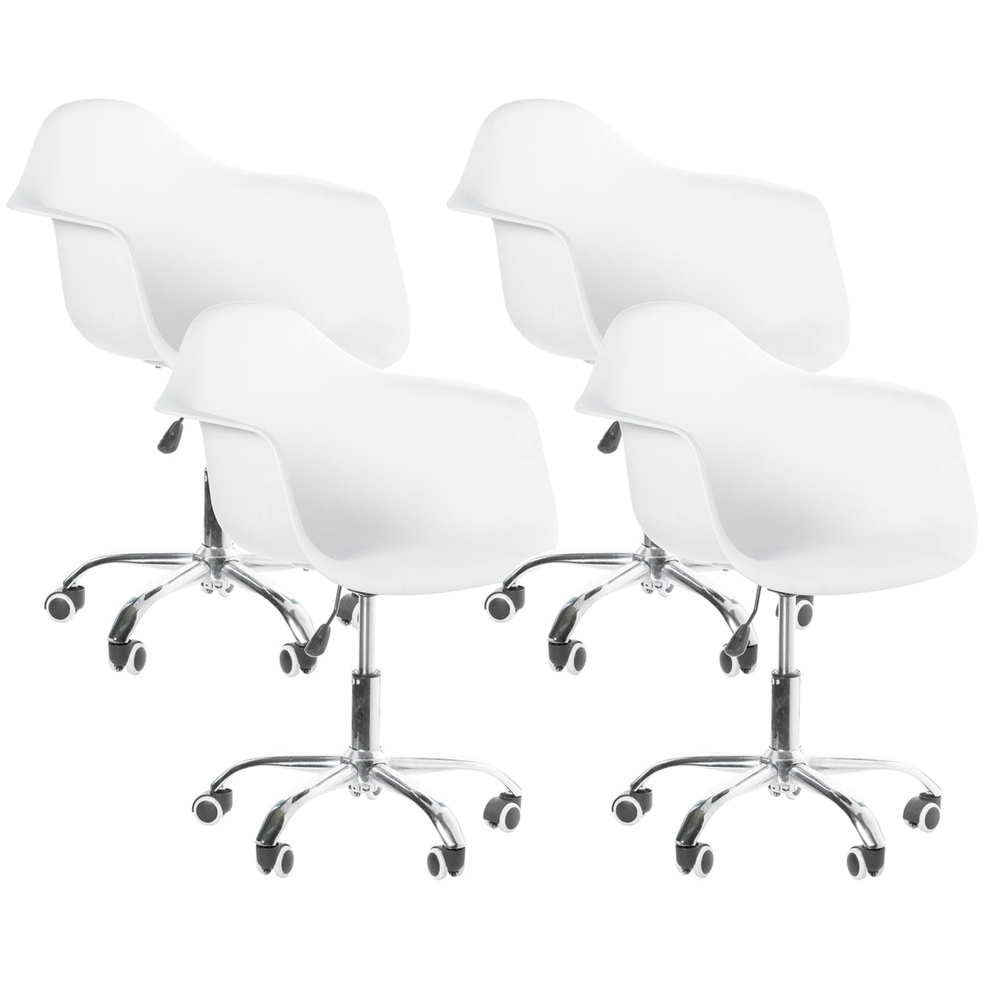 Mid-Century Modern Style Adjustable Swivel Plastic Shell Molded Office Task Chair with Rolling Wheels Image 1