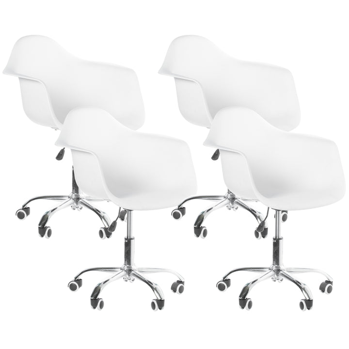 Mid-Century Modern Style Adjustable Swivel Plastic Shell Molded Office Task Chair with Rolling Wheels Image 1