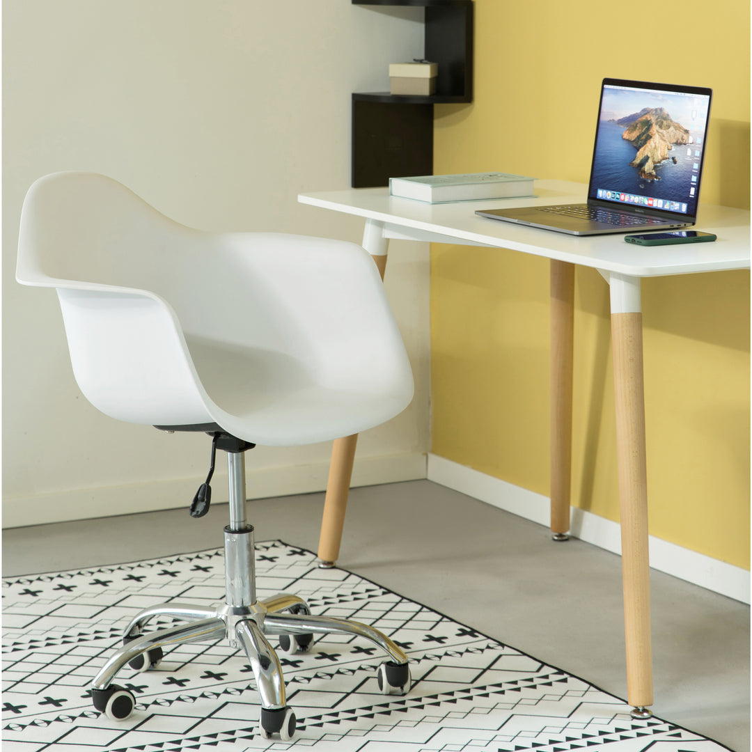 Mid-Century Modern Style Adjustable Swivel Plastic Shell Molded Office Task Chair with Rolling Wheels Image 2