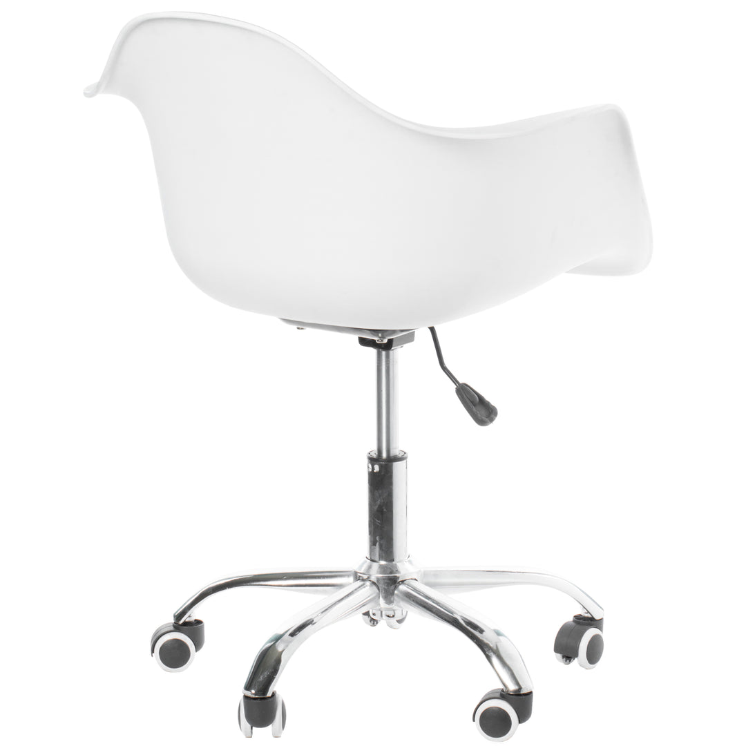 Mid-Century Modern Style Adjustable Swivel Plastic Shell Molded Office Task Chair with Rolling Wheels Image 8