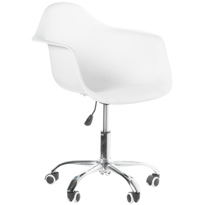 Mid-Century Modern Style Adjustable Swivel Plastic Shell Molded Office Task Chair with Rolling Wheels Image 10