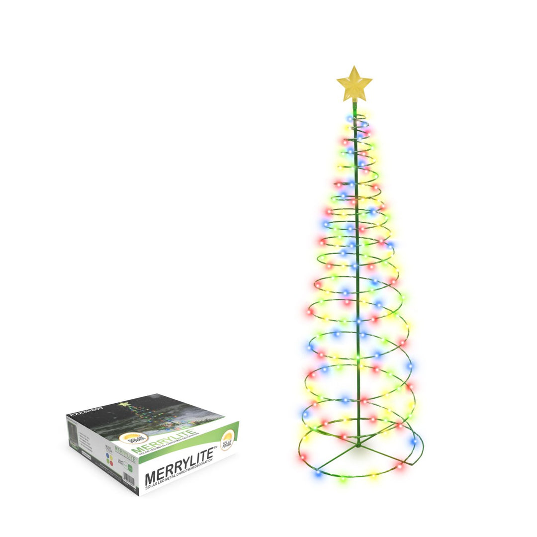 4Ft. Solar LED Metal Christmas Tree Decoration - Multi Color or Warm White Image 1