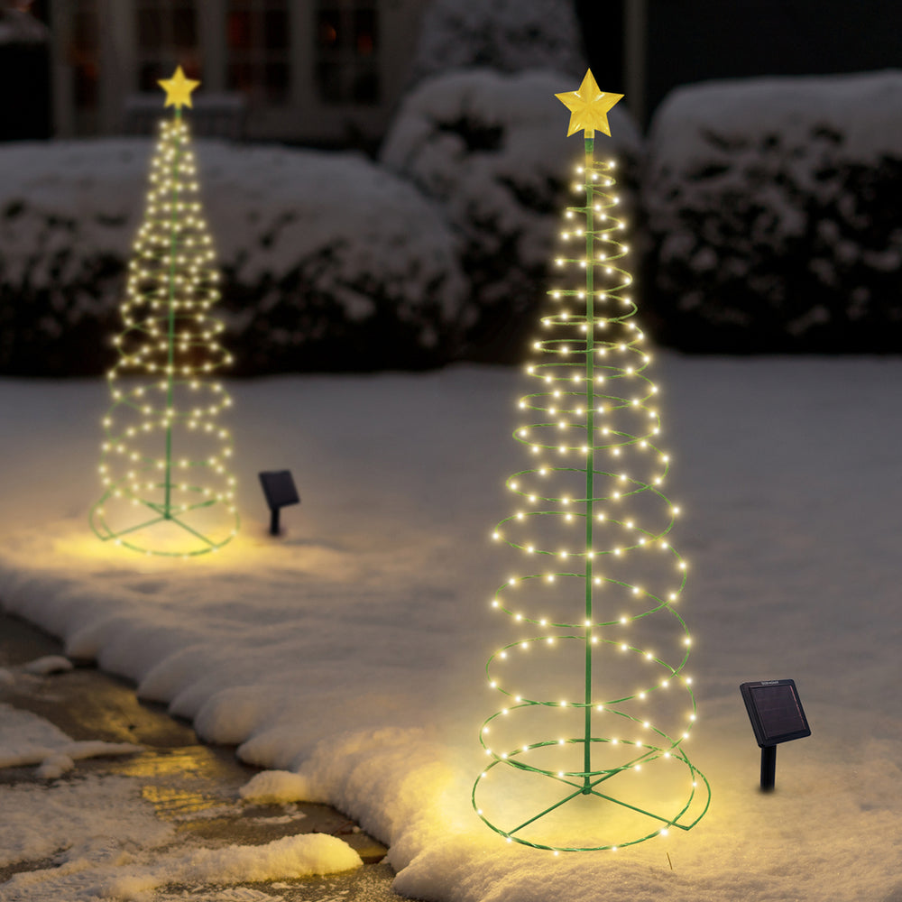 4Ft. Solar LED Metal Christmas Tree Decoration - Multi Color or Warm White Image 2