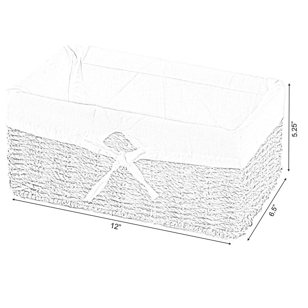 Seagrass Shelf Basket with White Liner Natural Woven Storage 12x6.5x5.3 Inches Image 4