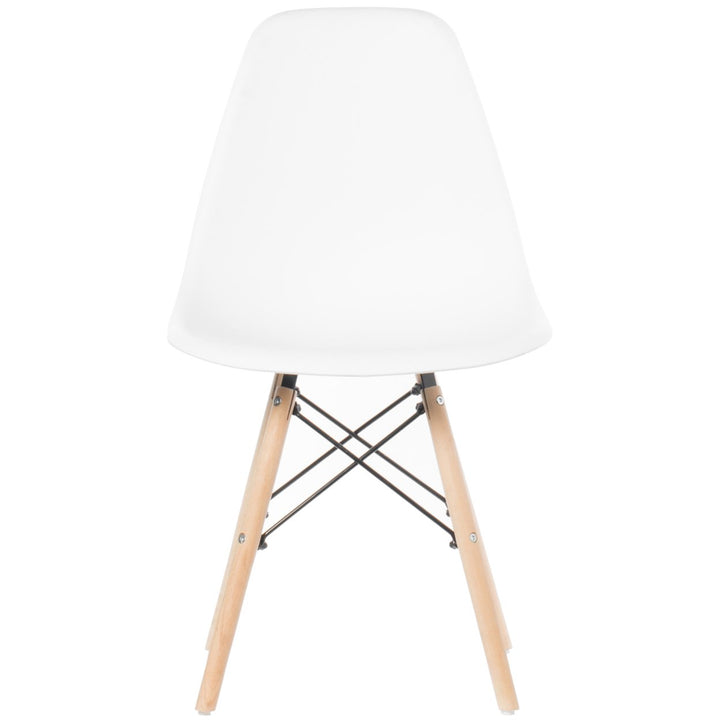 Mid-Century Modern Style Plastic DSW Shell Dining Chair with Solid Beech Wooden Dowel Eiffel Legs Image 1