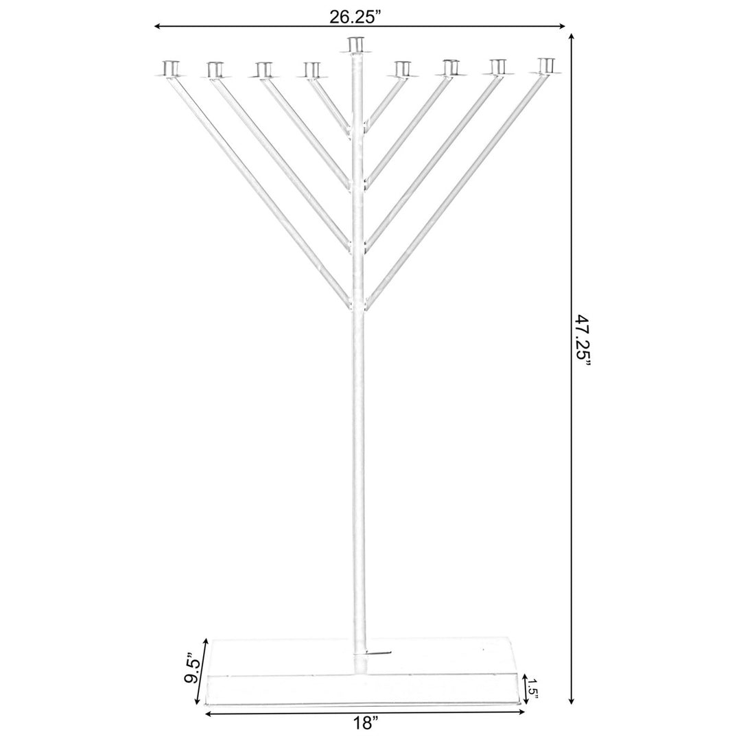 Silver Coated Metal Hanukkah Menorah 9 Branch Durable for Synagogue 2ft 3ft 4ft Image 3