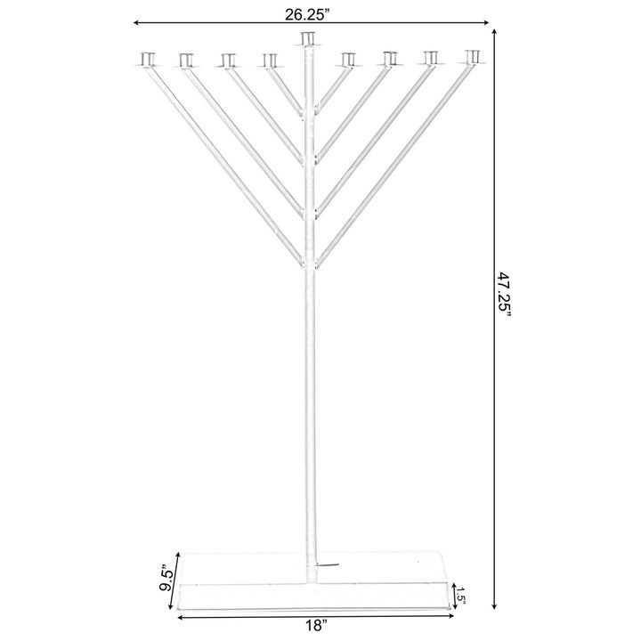 Silver Coated Metal Hanukkah Menorah 9 Branch Durable for Synagogue 2ft 3ft 4ft Image 3