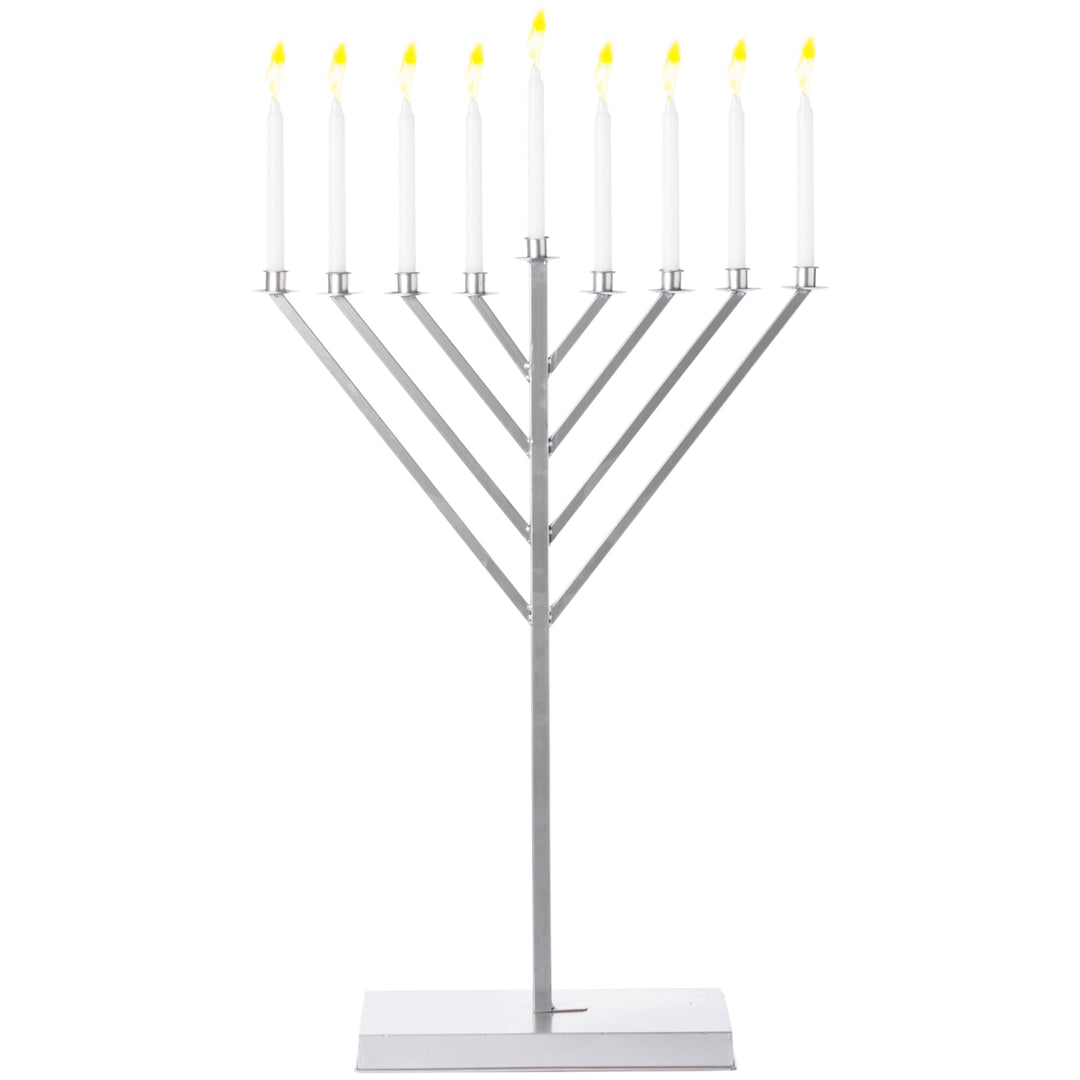 Silver Coated Metal Hanukkah Menorah 9 Branch Durable for Synagogue 2ft 3ft 4ft Image 7