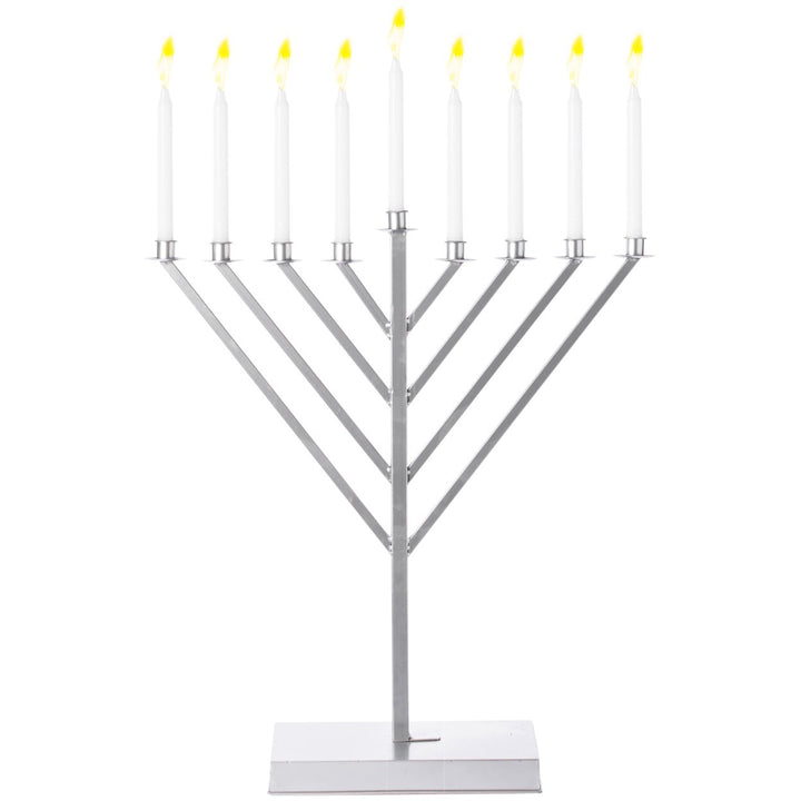 Silver Coated Metal Hanukkah Menorah 9 Branch Durable for Synagogue 2ft 3ft 4ft Image 8