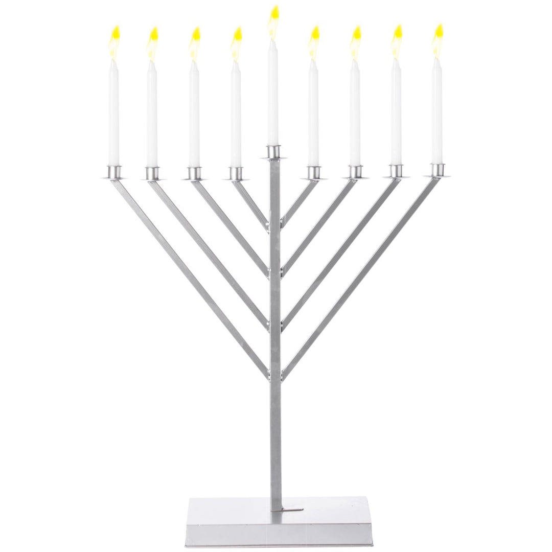 Silver Coated Metal Hanukkah Menorah 9 Branch Durable for Synagogue 2ft 3ft 4ft Image 1