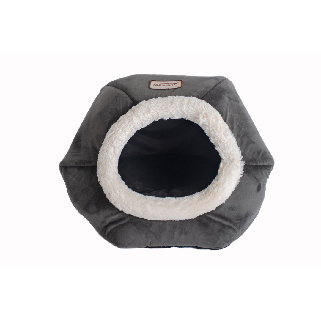 Armarkat C80 Enclosed Cat Bed Gray Velvet 18x18 Indoor Pet House Soft Plush Image 1