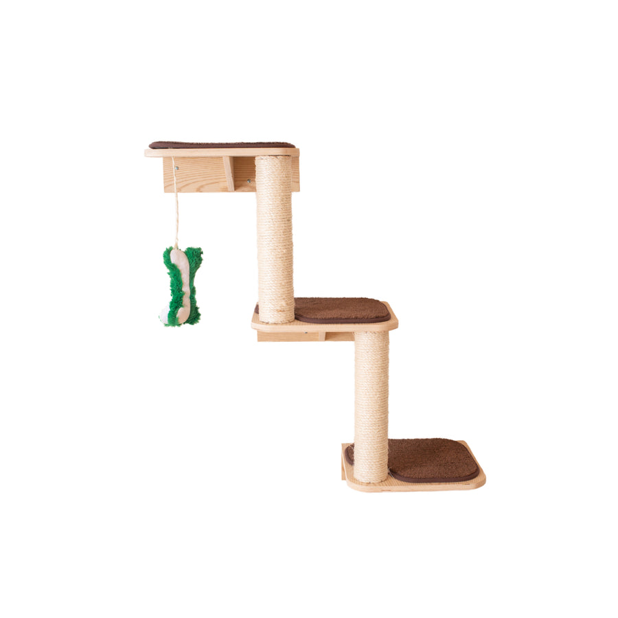 Armarkat Wall Series Cat Climber W1907C Beige Wood 3-Level Scratching Post Image 1