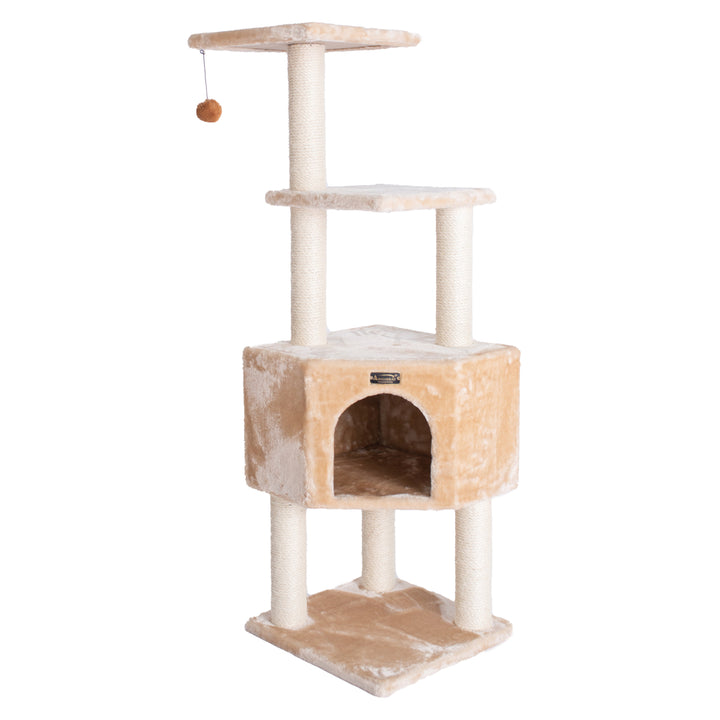 Armarkat Real Wood Cat Tree Model A4801 Beige 48in Multi-Level Condo Perch Image 1