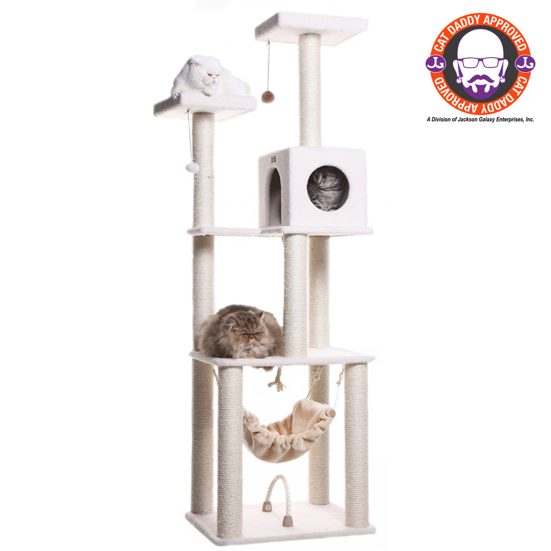 Armarkat B7301 Classic Ivory Cat Tree 4 Levels with Rope Swing and Perch Image 1