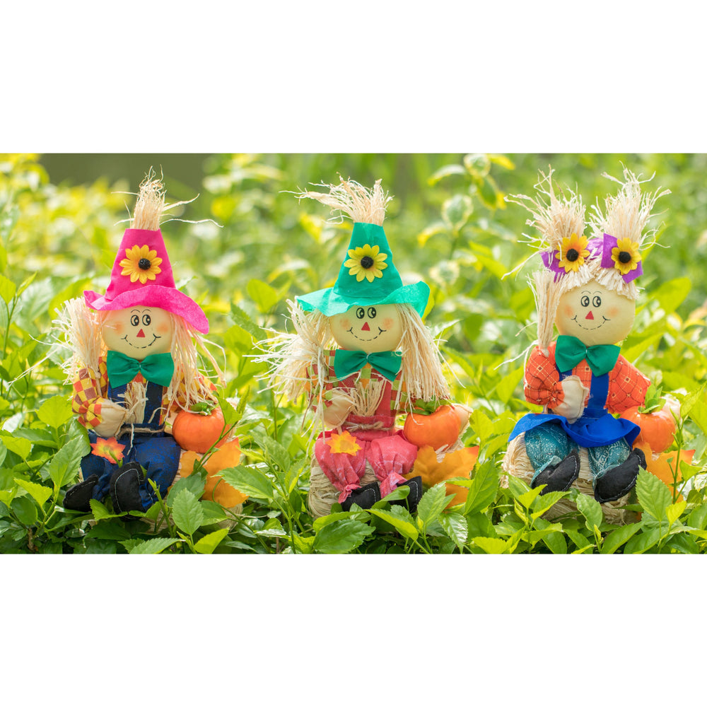 Gardenised 13 Inch Scarecrow Trio Outdoor Garden Decor Fall Yard Decorations Image 2