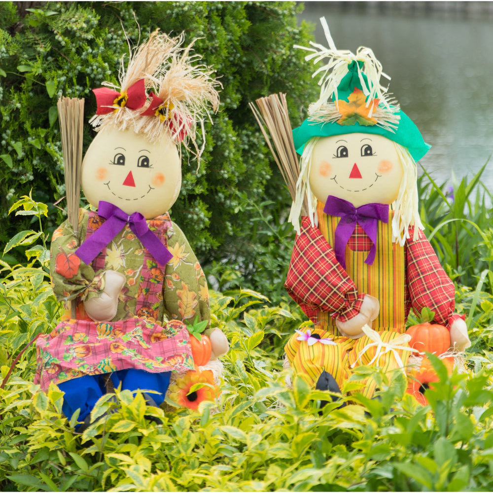 Gardenised 26 Inch Scarecrow Set Boy Girl Outdoor Fall Garden Decoration Image 2