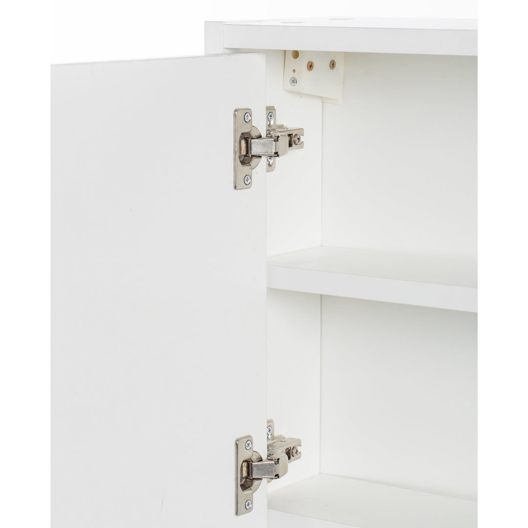 Basicwise White Wall Mounted Bathroom Storage Cabinet Mirrored Vanity Chest 3 Shelves Image 4